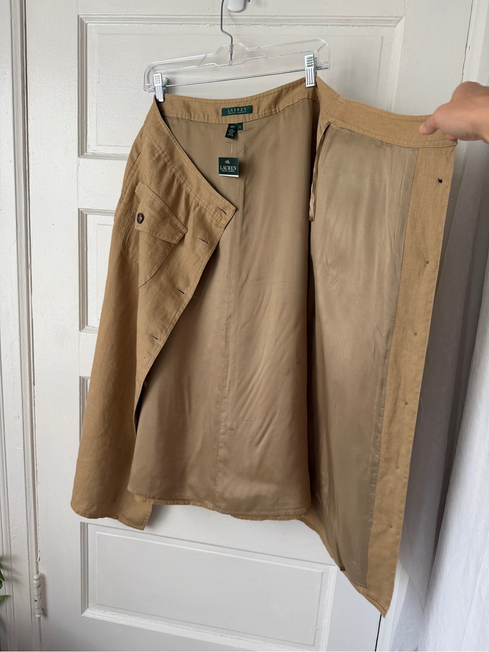 Ralph Lauren NWT Linen Button Front Midi Skirt Pockets Heritage Preppy Teacher - Picture 9 of 14
